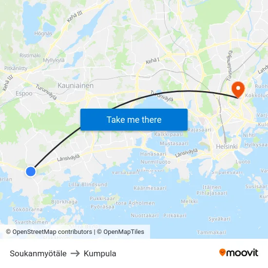 Soukanmyötäle to Kumpula map