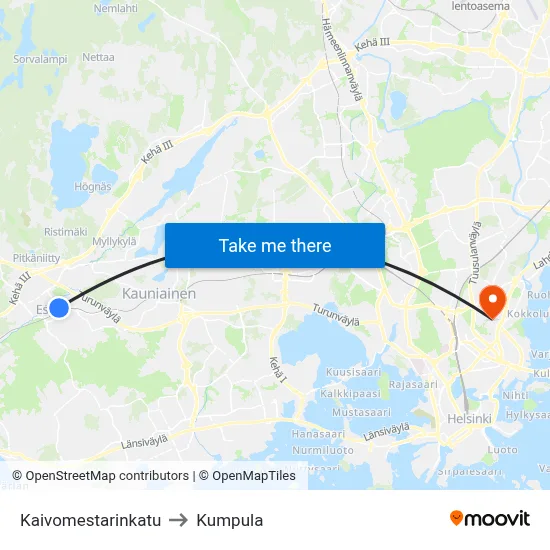 Well Master Street to Kumpula map