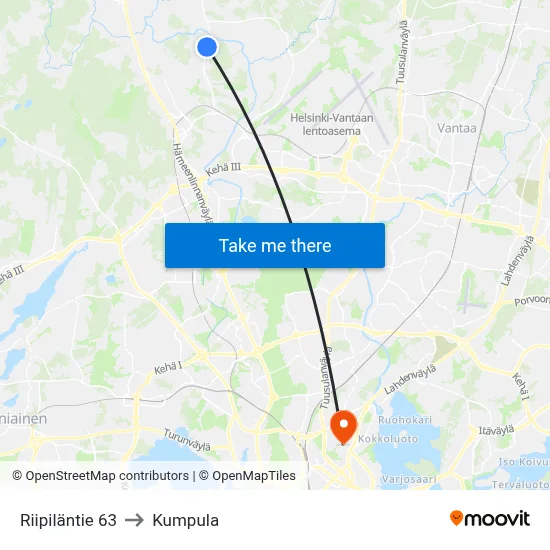 63 Riipilä Road to Kumpula map