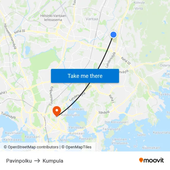Pavi Path to Kumpula map