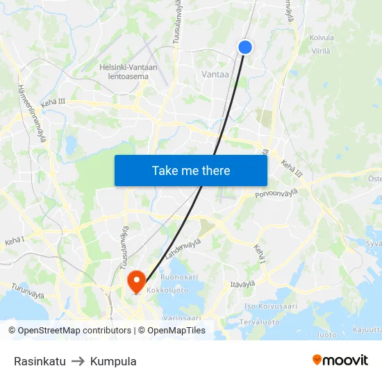Rasi Street to Kumpula map