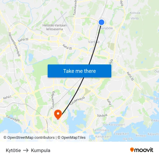 Kytötie Road to Kumpula map