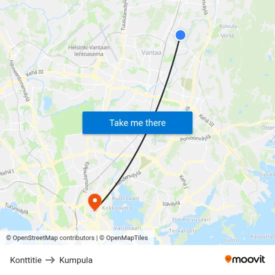 Konttitie to Kumpula map