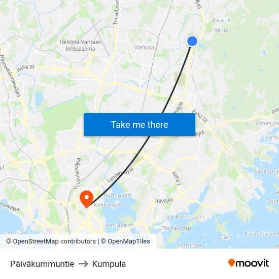 Päiväkummuntie to Kumpula map