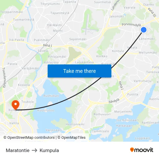 Marathon Road to Kumpula map