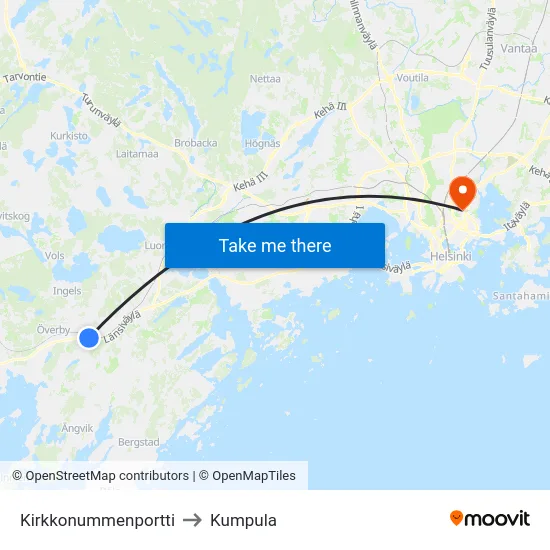 Kirkkonummenportti to Kumpula map