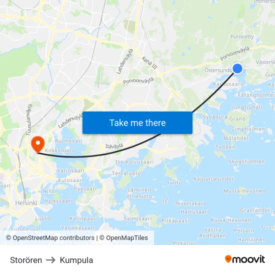 Storören to Kumpula map