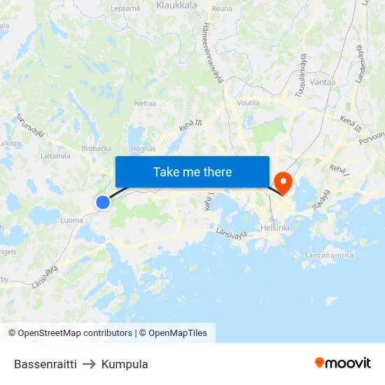 Basse Path to Kumpula map