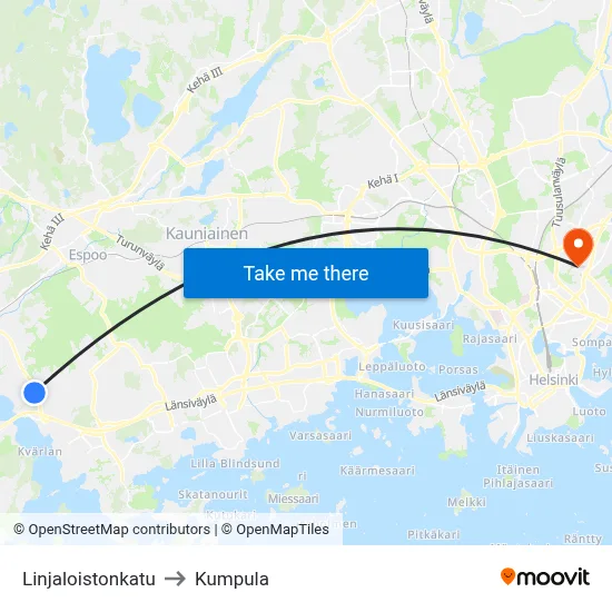 Beacon Line Street to Kumpula map