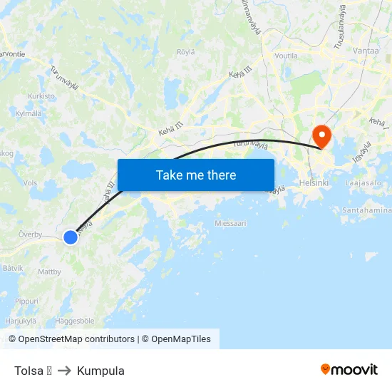 Tolsa 🚆 to Kumpula map