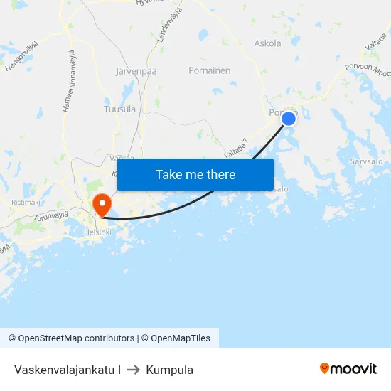 Coppersmith Street E to Kumpula map