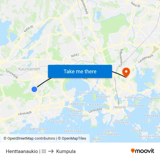 Henttaanaukio | 🏫🌳 to Kumpula map