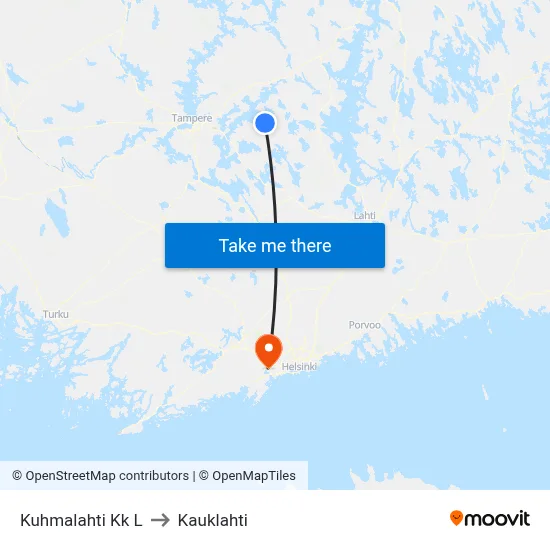 Kuhmalahti Church West to Kauklahti map