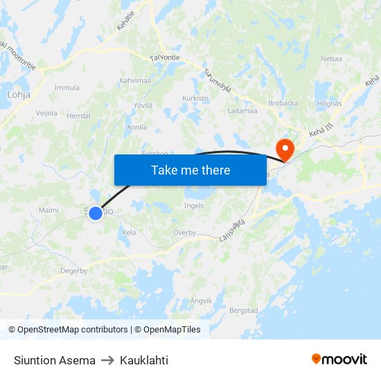 Siuntion Asema to Kauklahti map