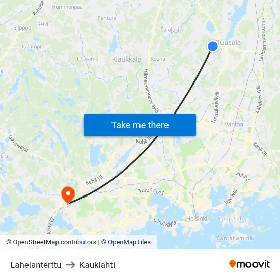 Lahela Pearl to Kauklahti map