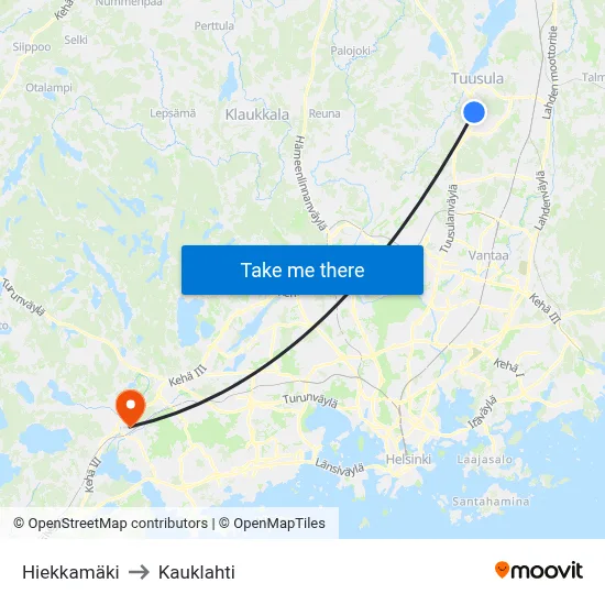 Sand Hill to Kauklahti map