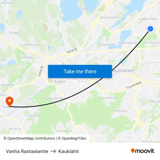 Old Rastaala Road to Kauklahti map