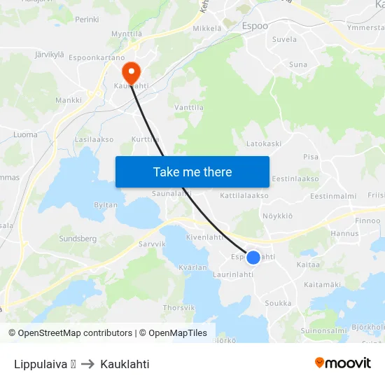 Lippulaiva 🛍️ to Kauklahti map