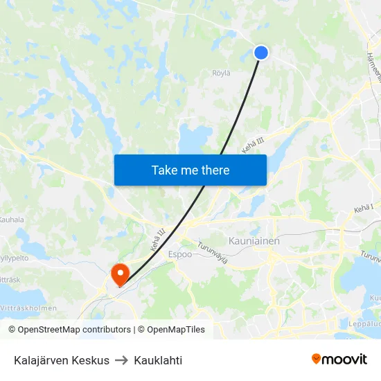 Kalajärvi Center to Kauklahti map
