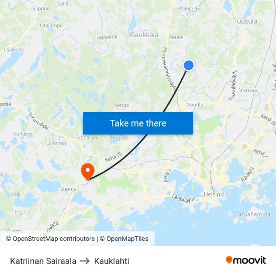 Katriina Hospital to Kauklahti map