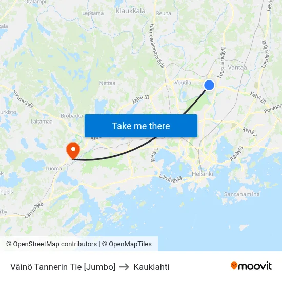Väinö Tannerin Tie 🛍️ to Kauklahti map