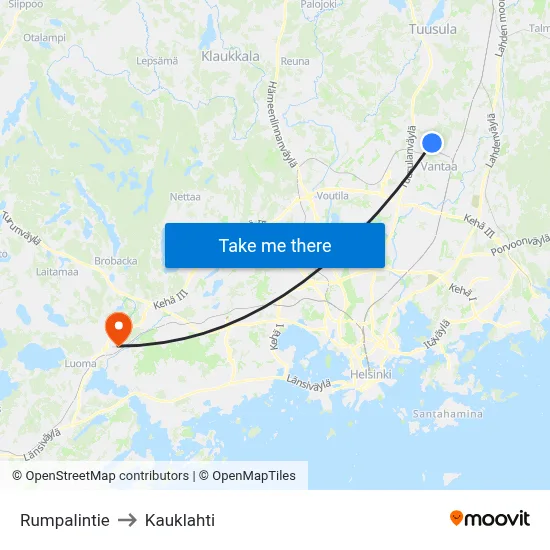 Rumpalintie Road to Kauklahti map
