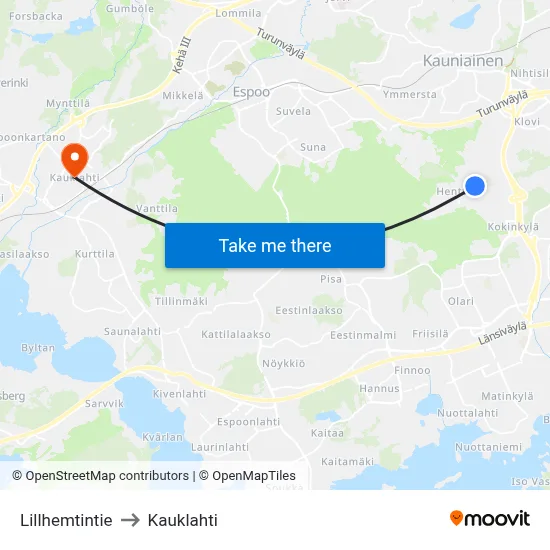 Lillhemt Road to Kauklahti map