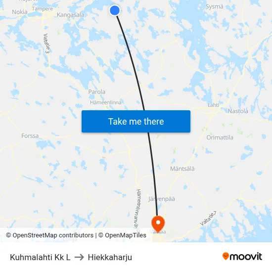 Kuhmalahti Church West to Hiekkaharju map