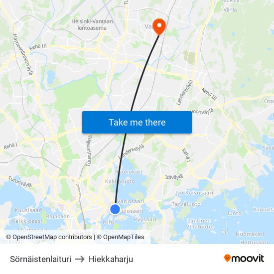 Sörnäistenlaituri to Hiekkaharju map