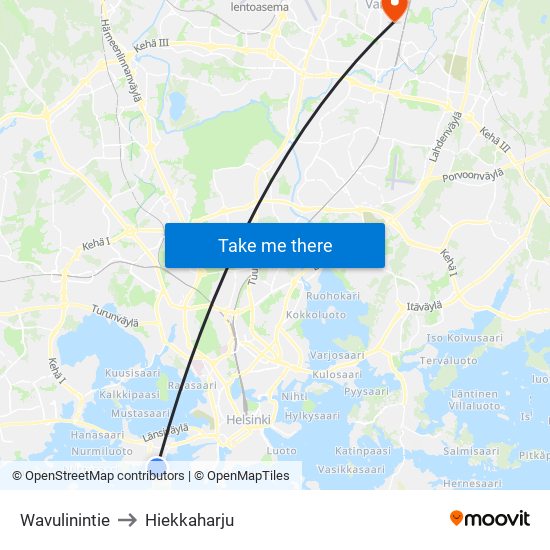 Wavulinintie to Hiekkaharju map