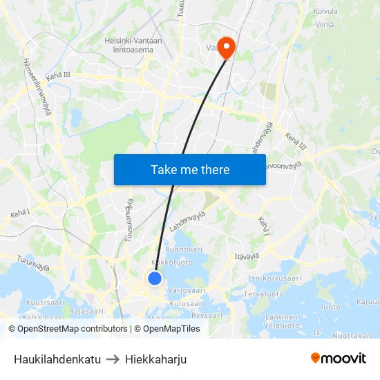 Haukilahdenkatu to Hiekkaharju map