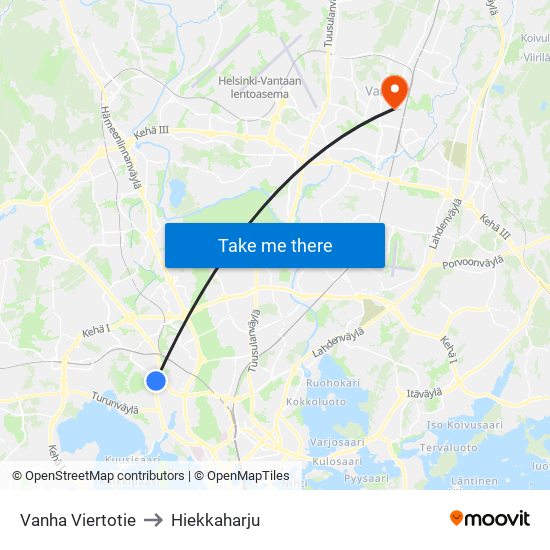 Vanha Viertotie to Hiekkaharju map