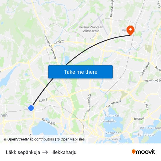 Läkkisepänkuja to Hiekkaharju map