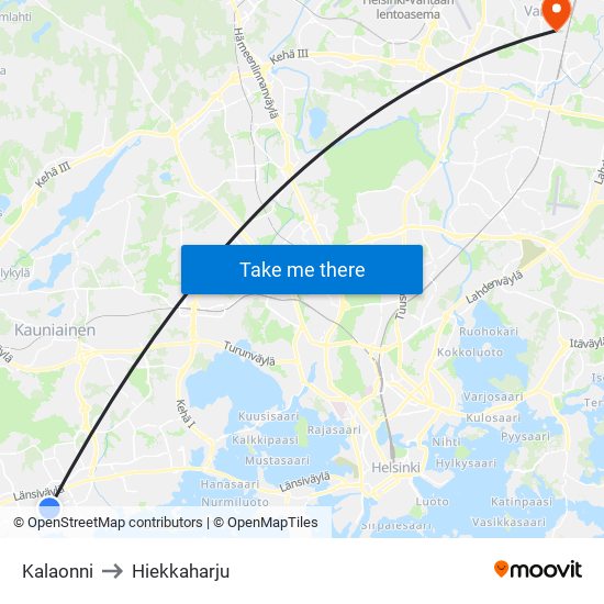 Kalaonni to Hiekkaharju map