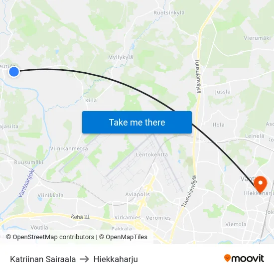 Katriina Hospital to Hiekkaharju map