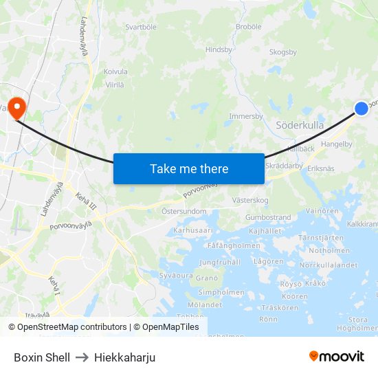Boxin Shell to Hiekkaharju map