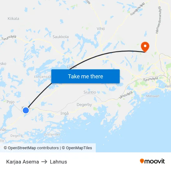 Karjaa Station to Lahnus map