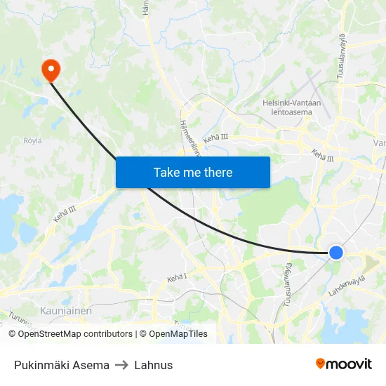 Pukinmäki Asema to Lahnus map
