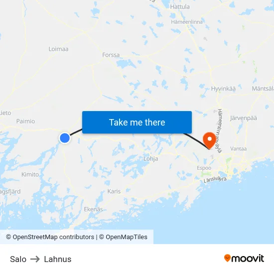 Salo to Lahnus map