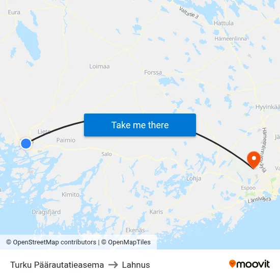 Turku Päärautatieasema to Lahnus map