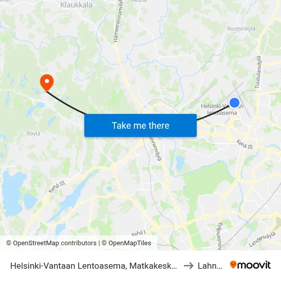 Helsinki-Vantaa Airport, Travel Center to Lahnus map