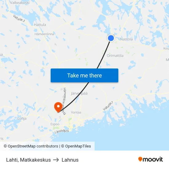Lahti Travel Center to Lahnus map