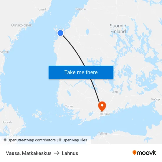 Vaasa Travel Center to Lahnus map
