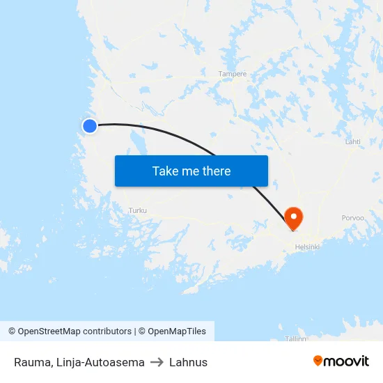Rauma Bus Station to Lahnus map