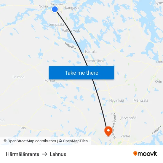 Harmalanranta to Lahnus map