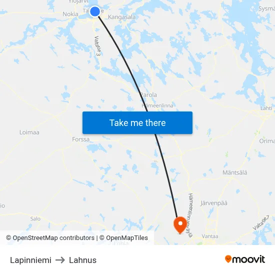 Lapinniemi to Lahnus map