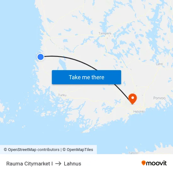 Rauma Citymarket E to Lahnus map