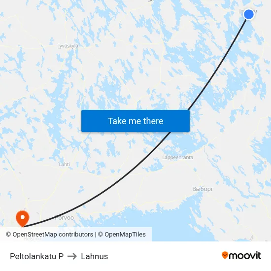 Peltolankatu North to Lahnus map