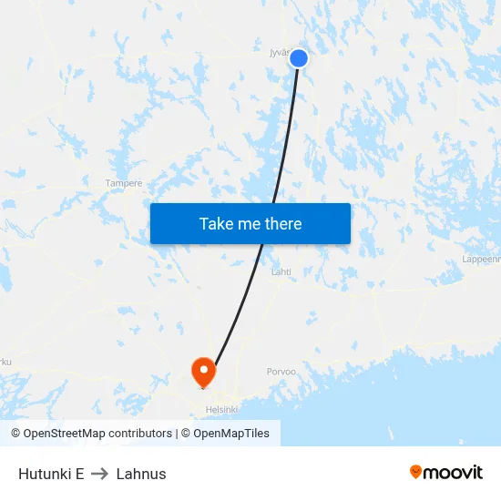 Hutunki East to Lahnus map