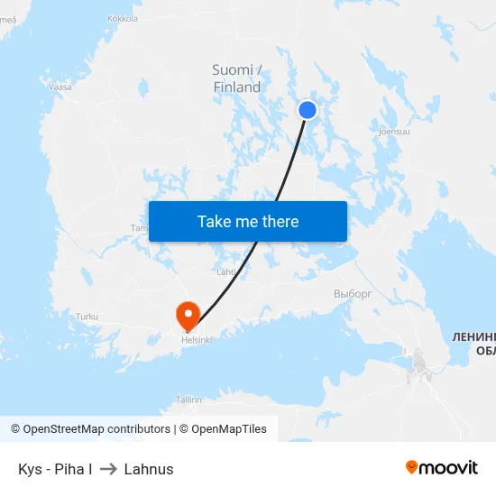 KYS Hospital Yard E to Lahnus map
